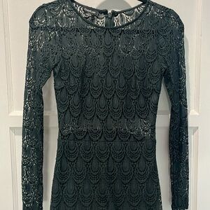 Lace long sleeve mini dress.